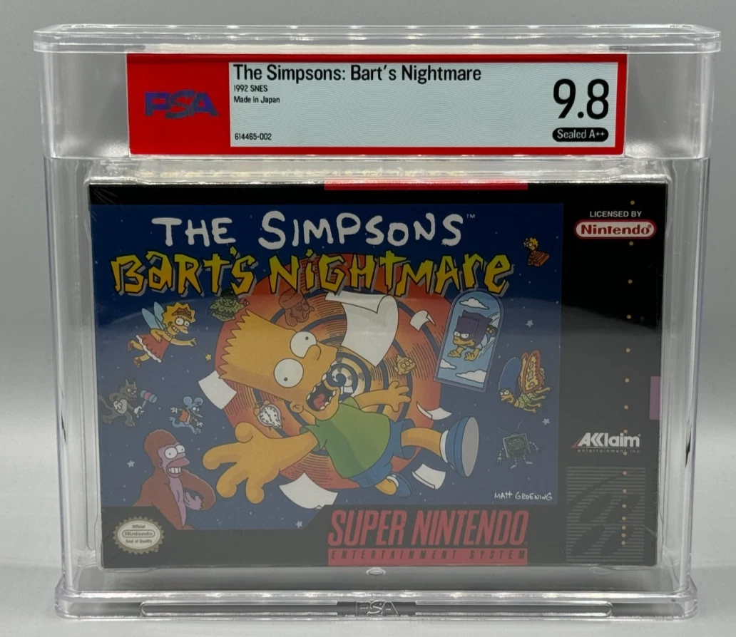 The Simpsons Bart's Nightmare Super Nintendo SNES Sealed PSA 9.8 A++ TOP POP 1